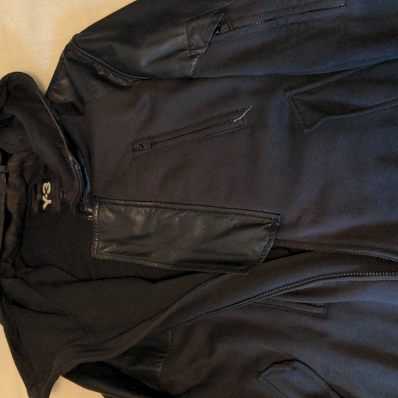 Y-3 Yohji Yamamoto Leather Mix Hoodie Small y3 techwear - Picture 3 of 3